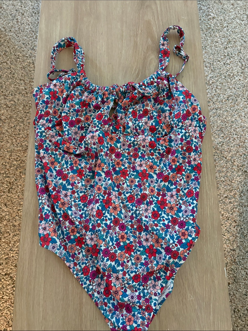 Time and Tru Floral One-Piece Swimsuit in Red, Pink, Blue